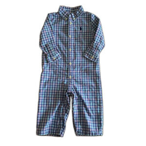 Ralph Lauren Plaid Collared Coverall Boys' 9 Months
